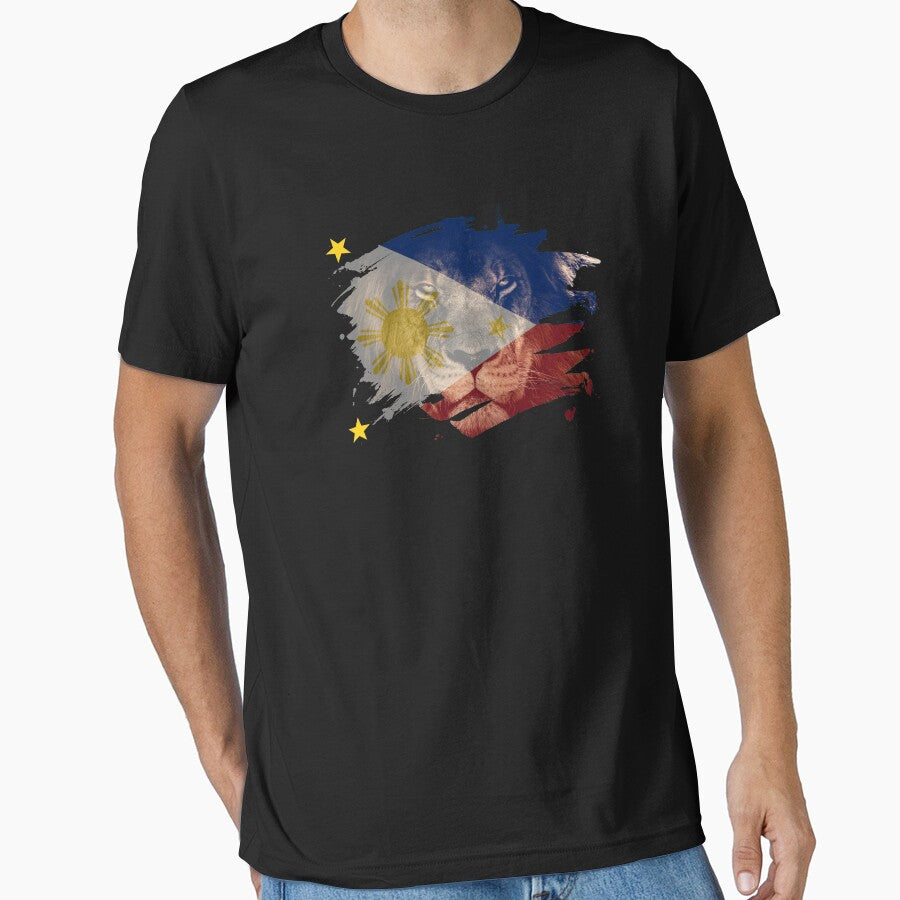Philippines Flag & African Lion Picture   Filipino Pride T Shirt by ockshirts