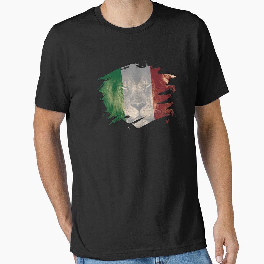 Italy Flag & African Lion Picture   Italian Pride T Shirt by ockshirts