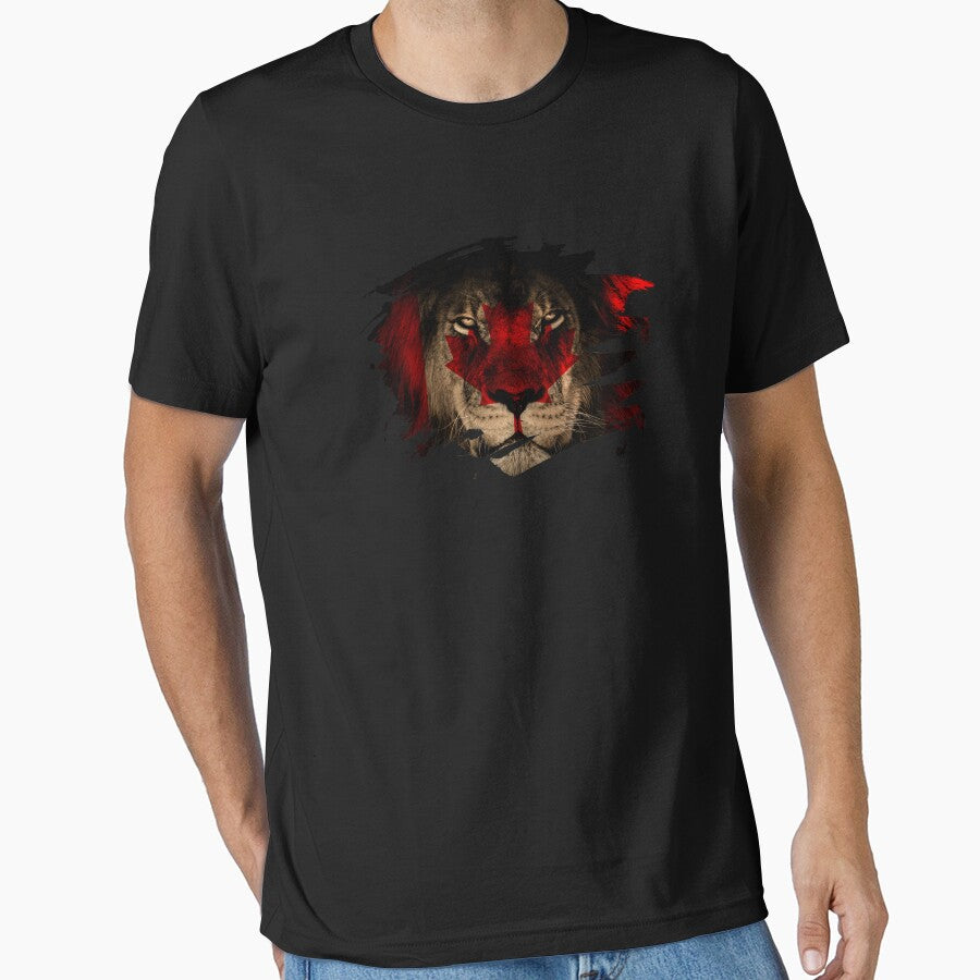 Canada Flag & African Lion Picture   Canadian Pride T Shirt by ockshirts