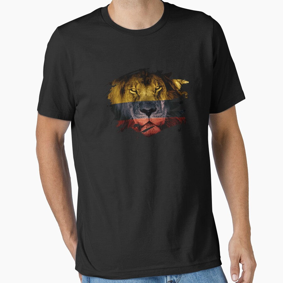 Colombia Flag & African Lion Picture   Colombian Pride T Shirt by ockshirts