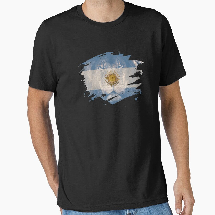 Argentina Flag & African Lion Picture   Argentine Pride T Shirt by ockshirts