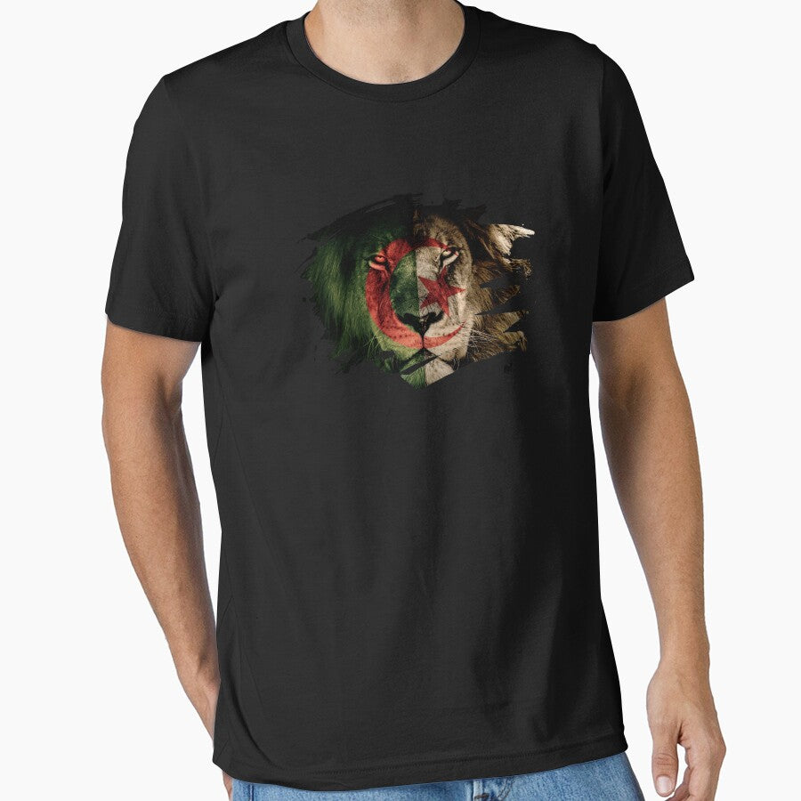 Algeria Flag & African Lion Picture   Algerian Pride T Shirt by ockshirts