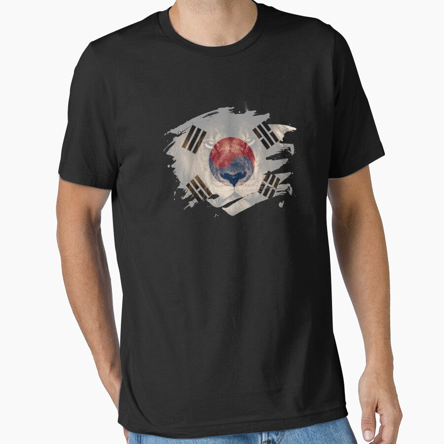 Korea Flag & African Lion Picture   Korean Pride T Shirt by ockshirts