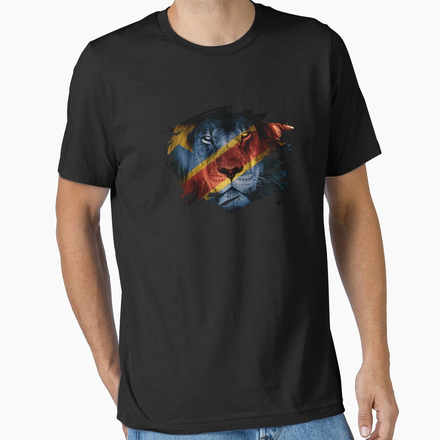 DR Congo Flag & African Lion Picture   Congolese Pride T Shirt by ockshirts
