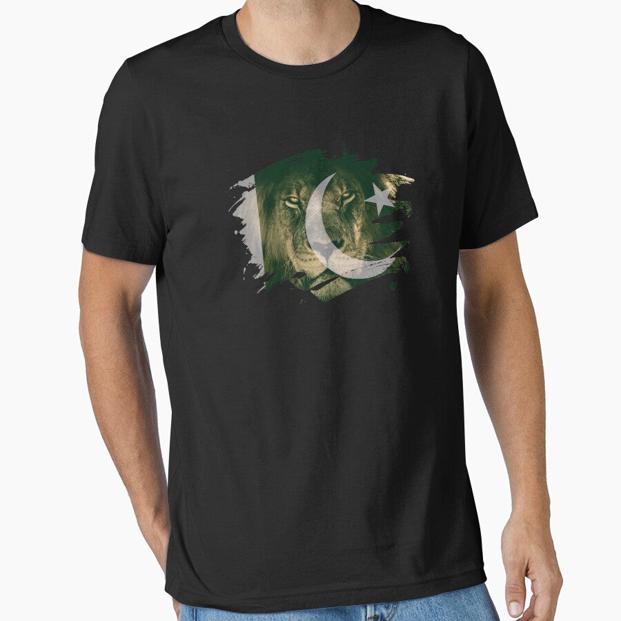Pakistan Flag & African Lion Picture   Pakistani Pride T Shirt by ockshirts