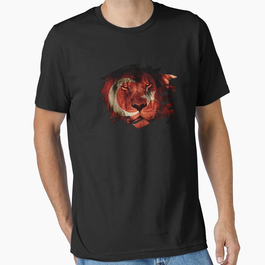 Turkey Flag & African Lion Picture   Turkish Pride T Shirt by ockshirts