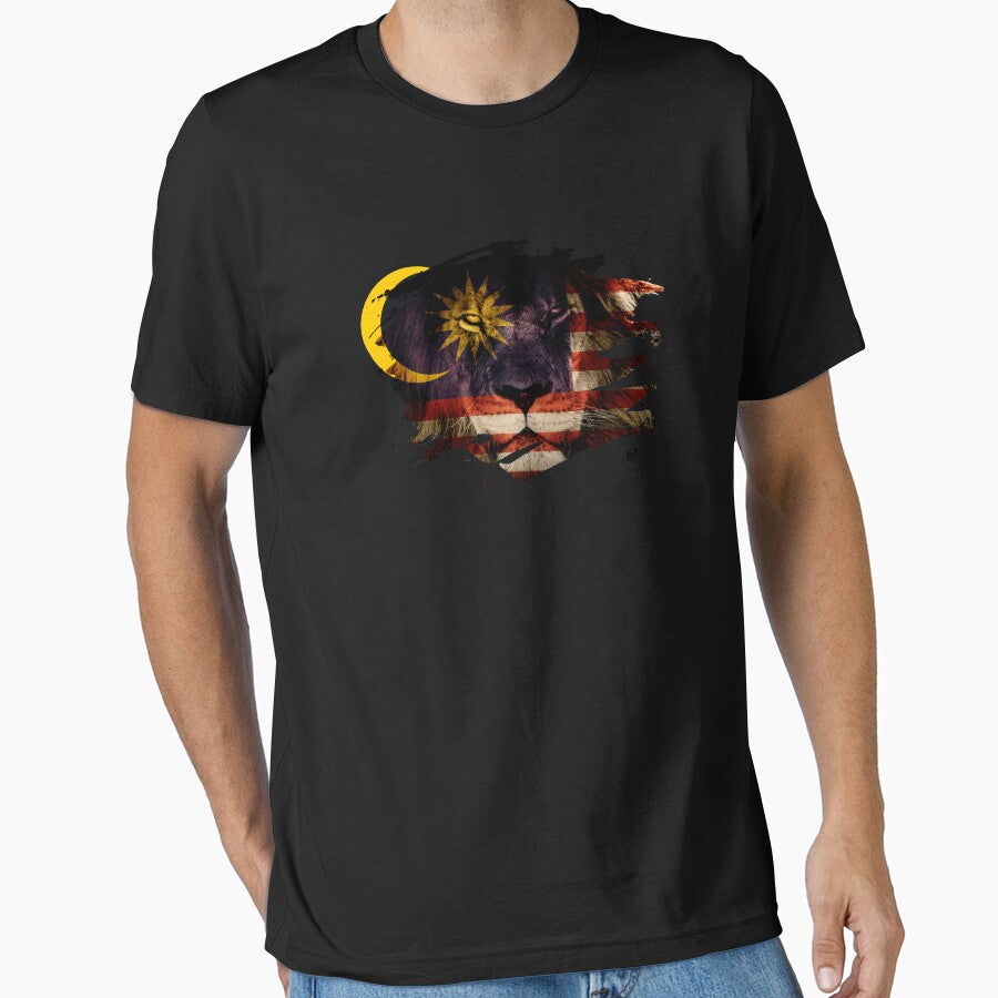 Malaysia Flag & African Lion Picture   Malaysian Pride T Shirt by ockshirts