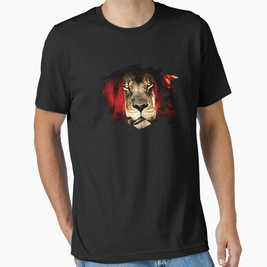 Peru Flag & African Lion Picture   Peruvian Pride T Shirt by ockshirts