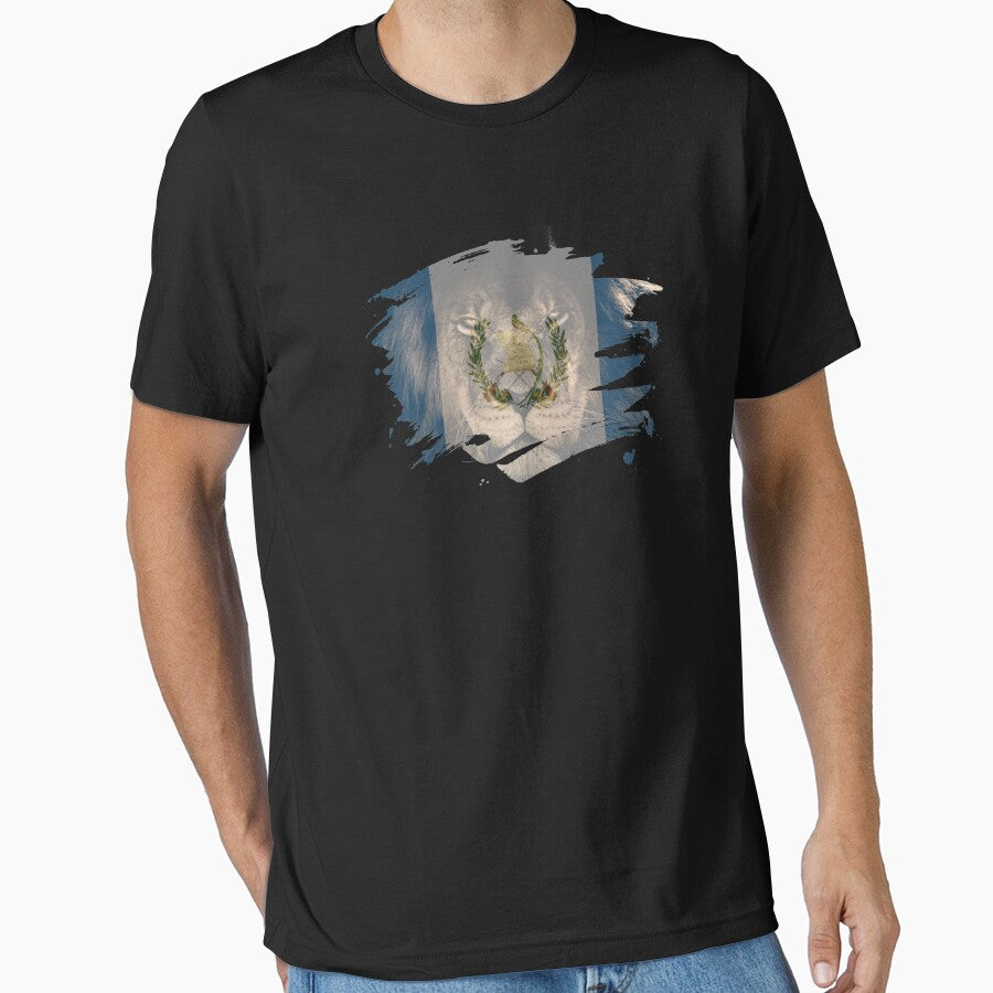 Guatemala Flag & African Lion Picture   Guatemalan Pride T Shirt by ockshirts