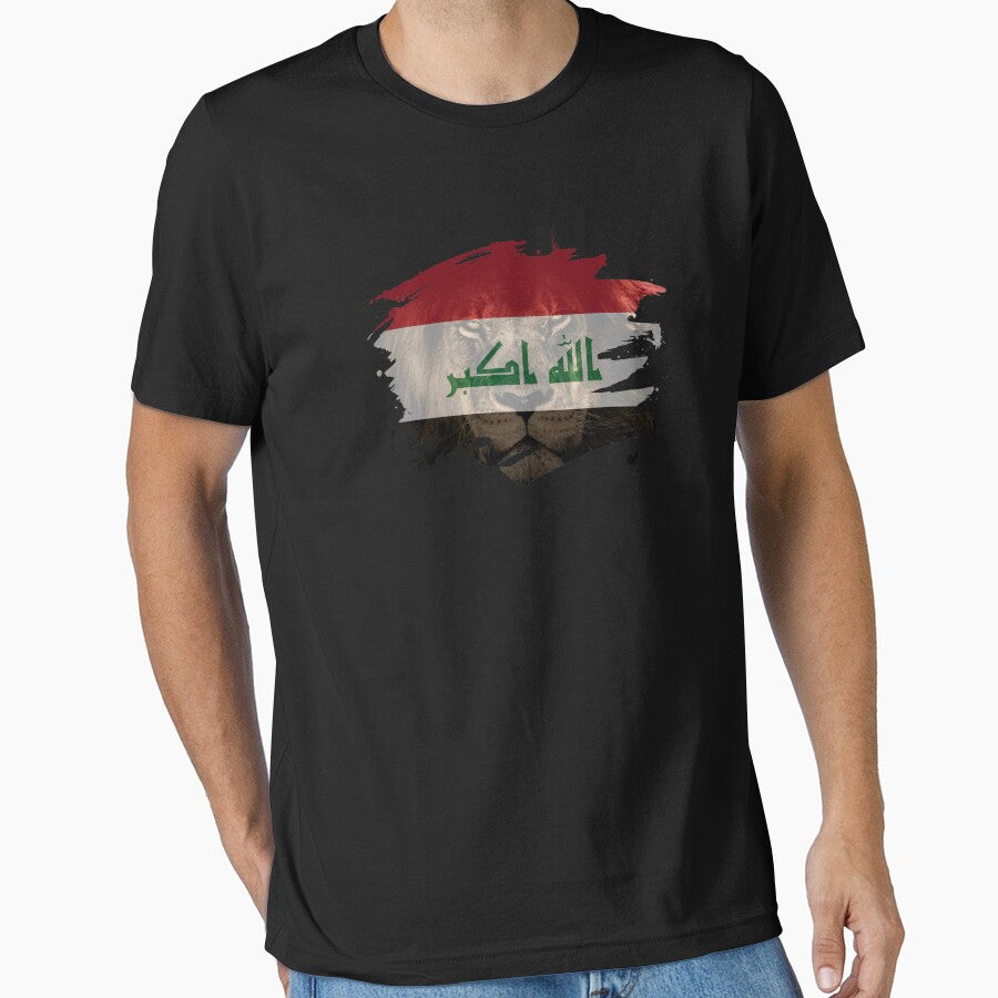 Iraq Flag & African Lion Picture   Iraqi Pride T Shirt by ockshirts
