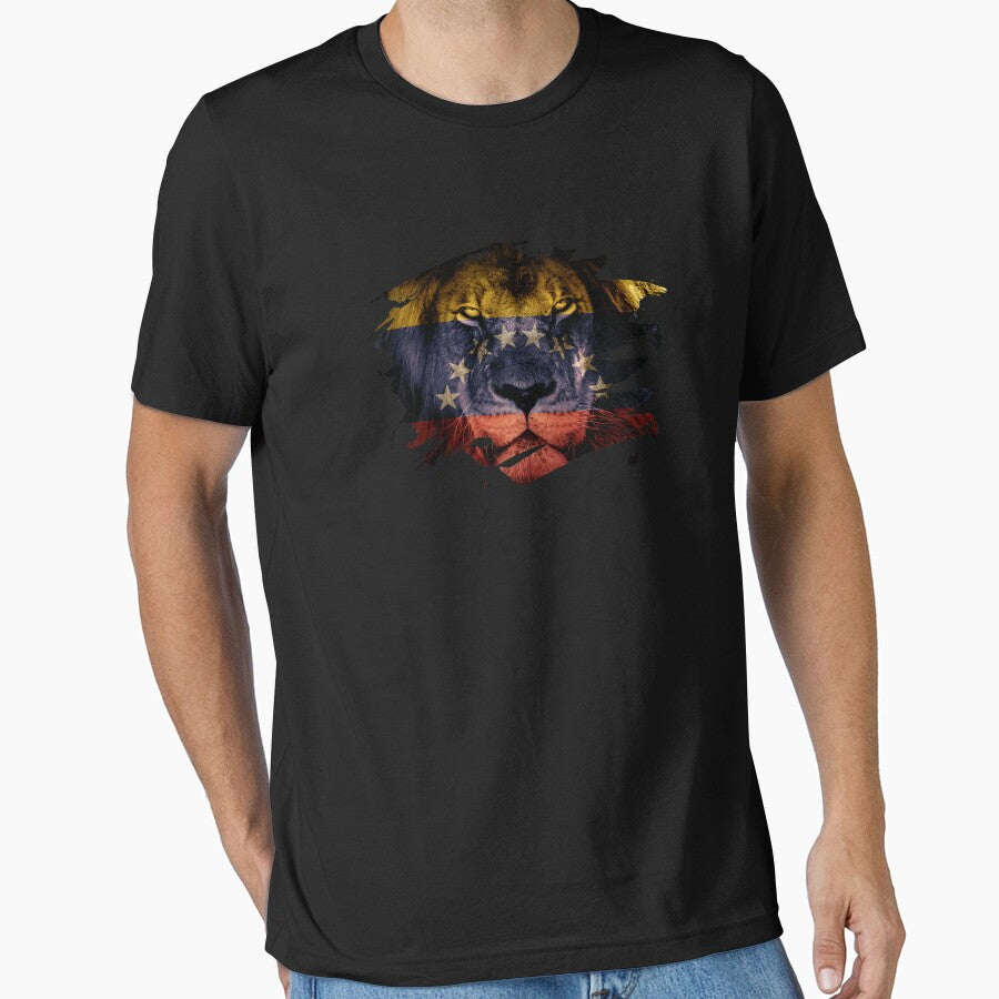Venezuela Flag & African Lion Picture   Venezuelan Pride T Shirt by ockshirts