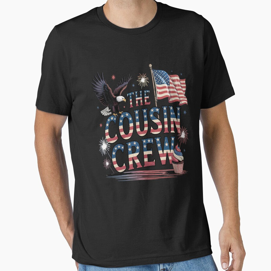 Cousin Crew 4th of July Matching Family Patriotic USA Flag by FluoroWave
