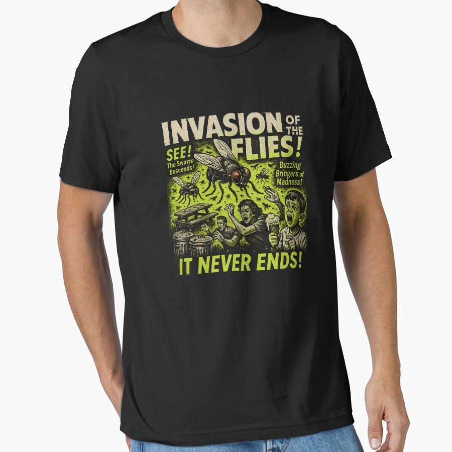 Invasion Of The Flies Movie Poster Vintage Halloween Flies Gear by DynamicDesign