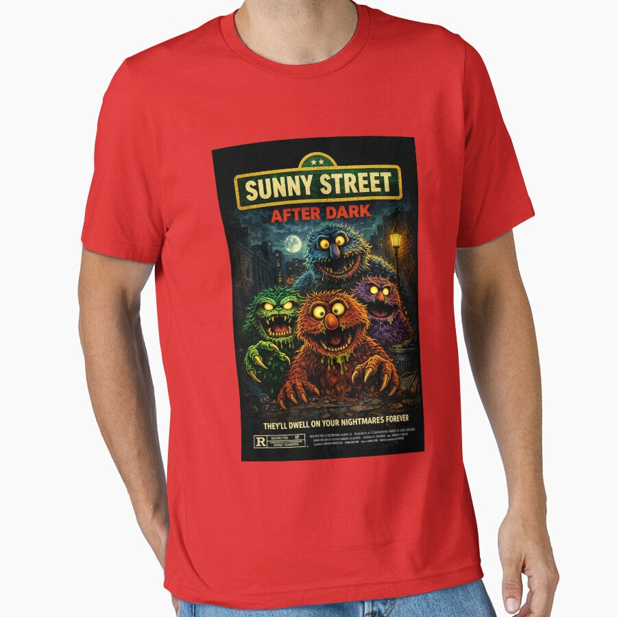 After Dark on Sunny Street Retro Horror Monster Parody Movie Poster by GhostDawgs