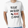 Eat Sleep Run Repeat Modern Minimal Icon Runner Sticker Shirt by GeniePixel