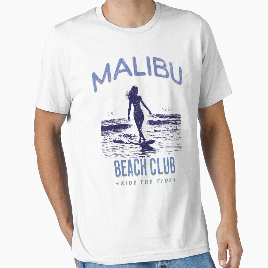 "Malibu Beach Club- Vintage Surf Vibes" T shirt by MalibuMaiden28