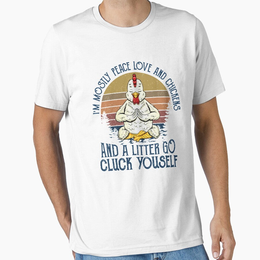 I'm Mostly Peace Love And Chickens Vintage Funny Yoga by Realme9876