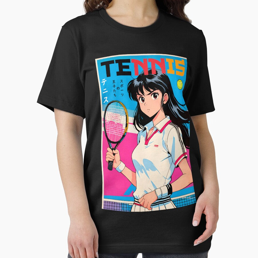 Cute Retro Anime Girl Tennis Sport Design 80s by Kiranimeverse