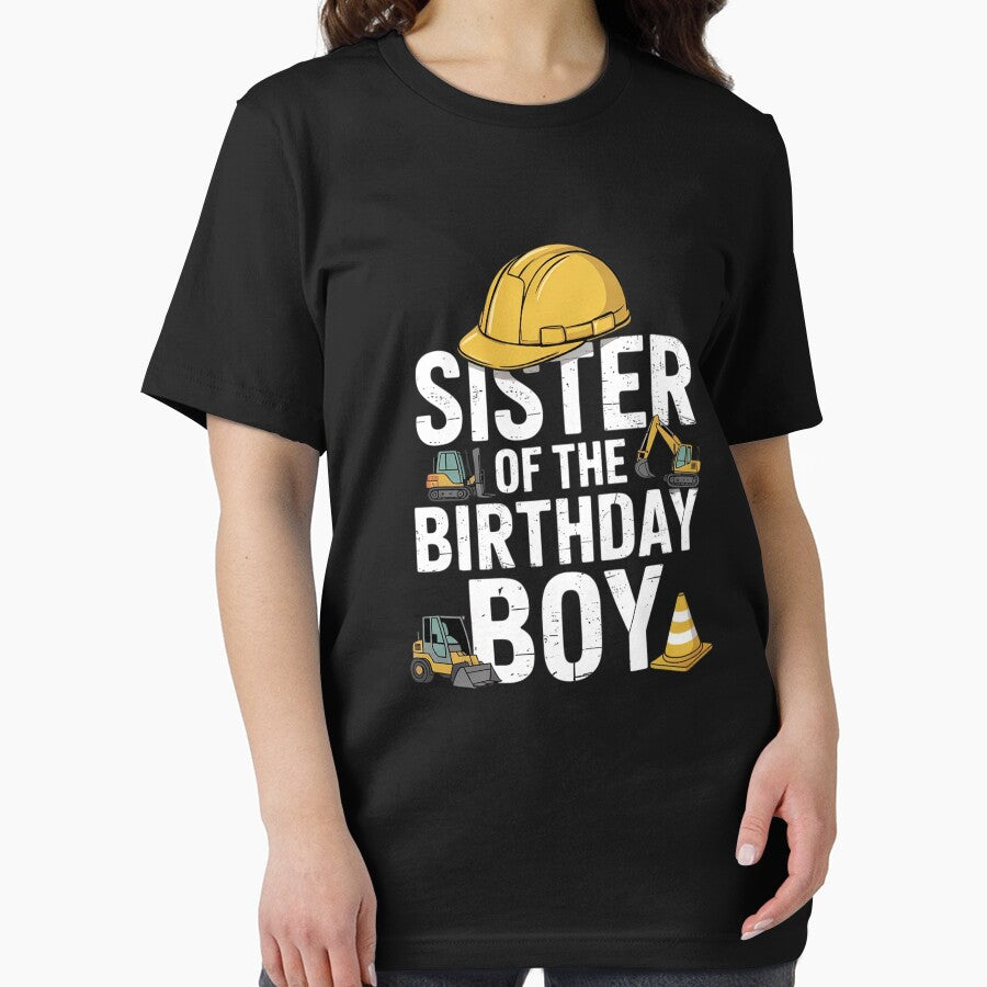Sister of birthday boy matching family construction party by angolinnArt