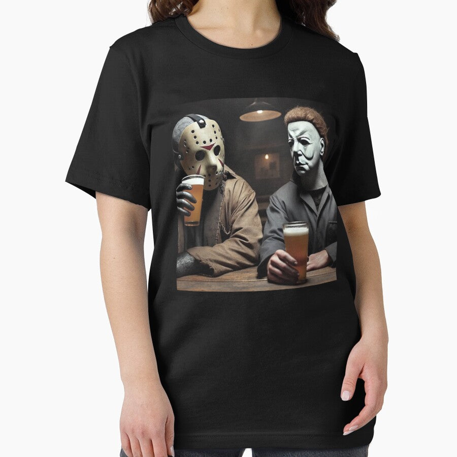 Vintage Jason and Michael Halloween Drink Beer TShirt, Funny Halloween Movie M4119 by TorrieSchoebel