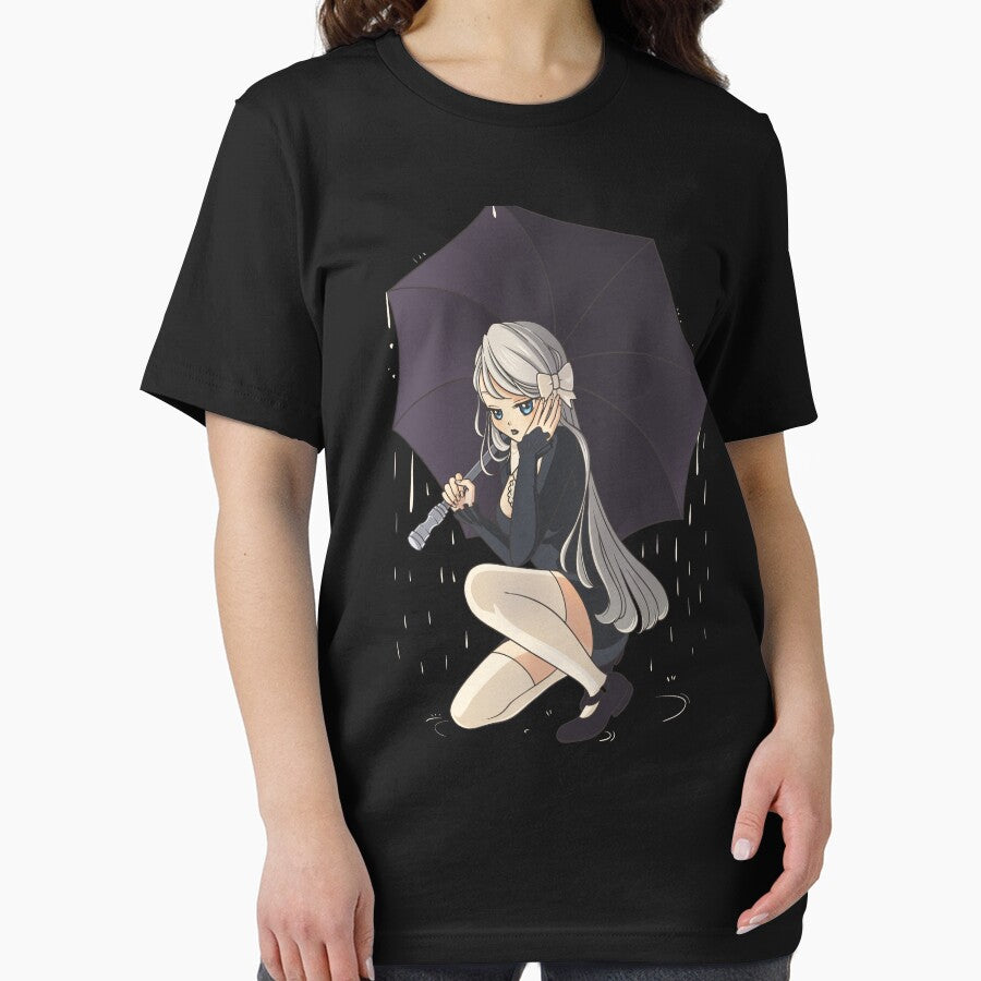 Cute anime goth Girl with an Umbrella In the Rain Raining by DrawHandArt