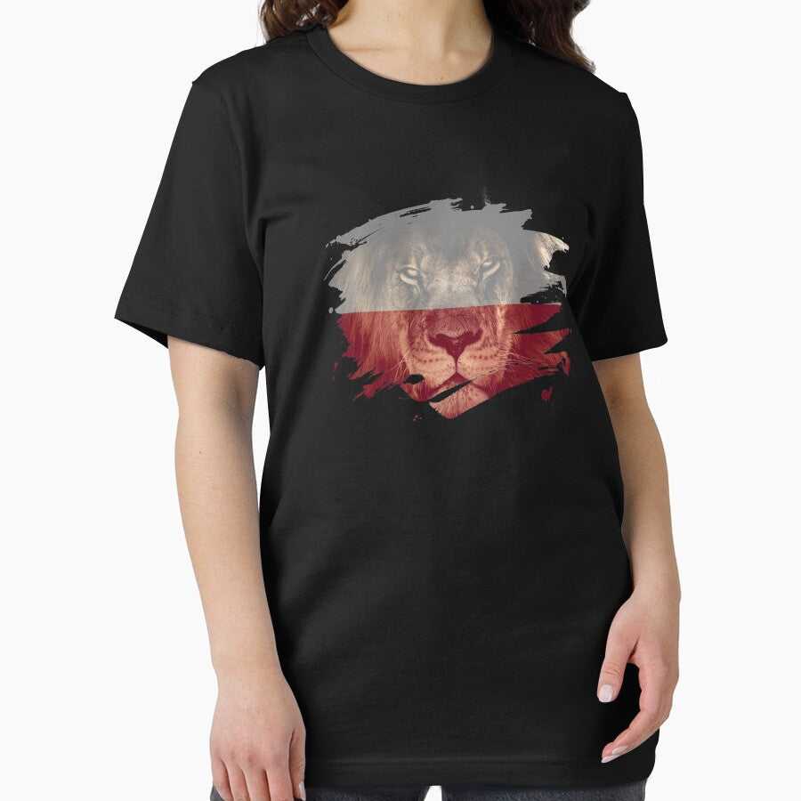 Poland Flag & African Lion Picture   Polish Pride T Shirt by ockshirts