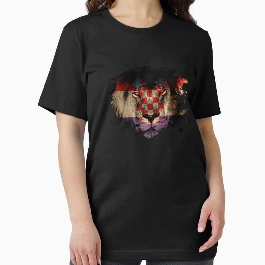 Croatia Flag & African Lion Picture   Croatian Pride T Shirt by ockshirts