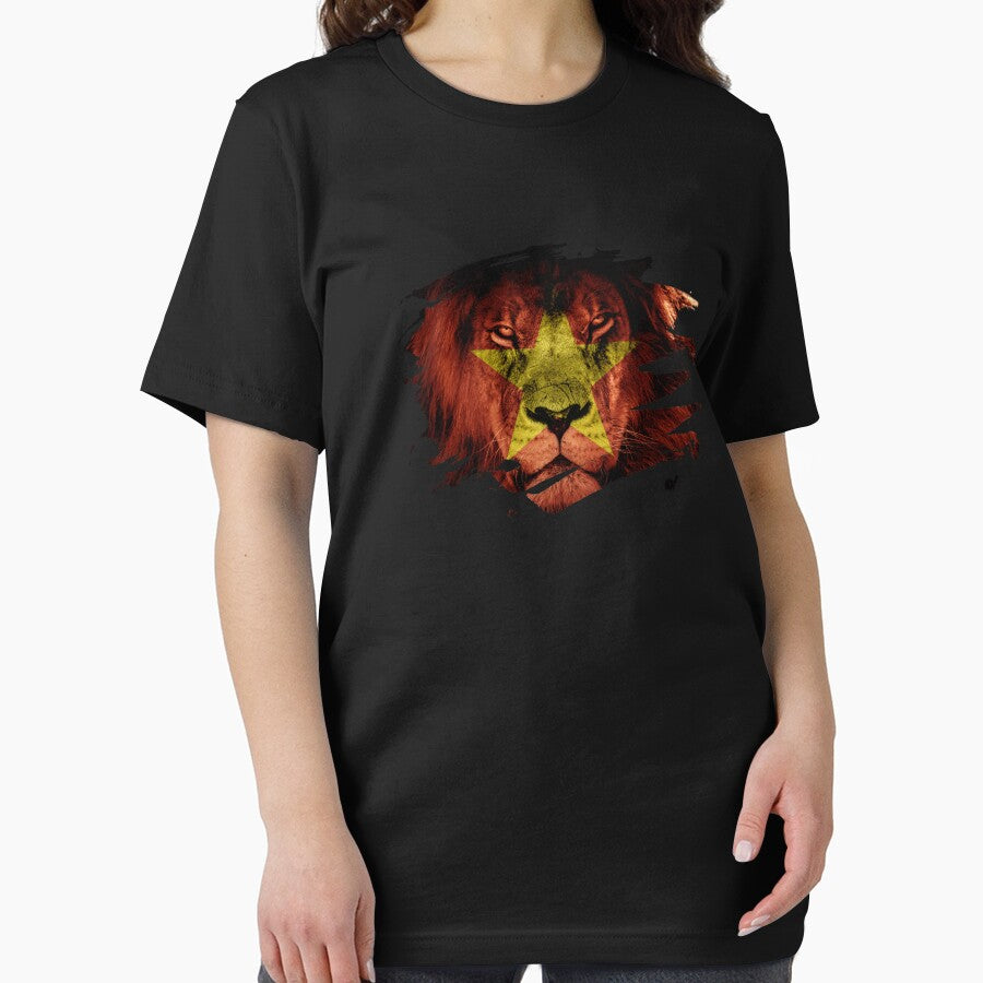 Vietnam Flag & African Lion Picture   Vietnamese Pride T Shirt by ockshirts