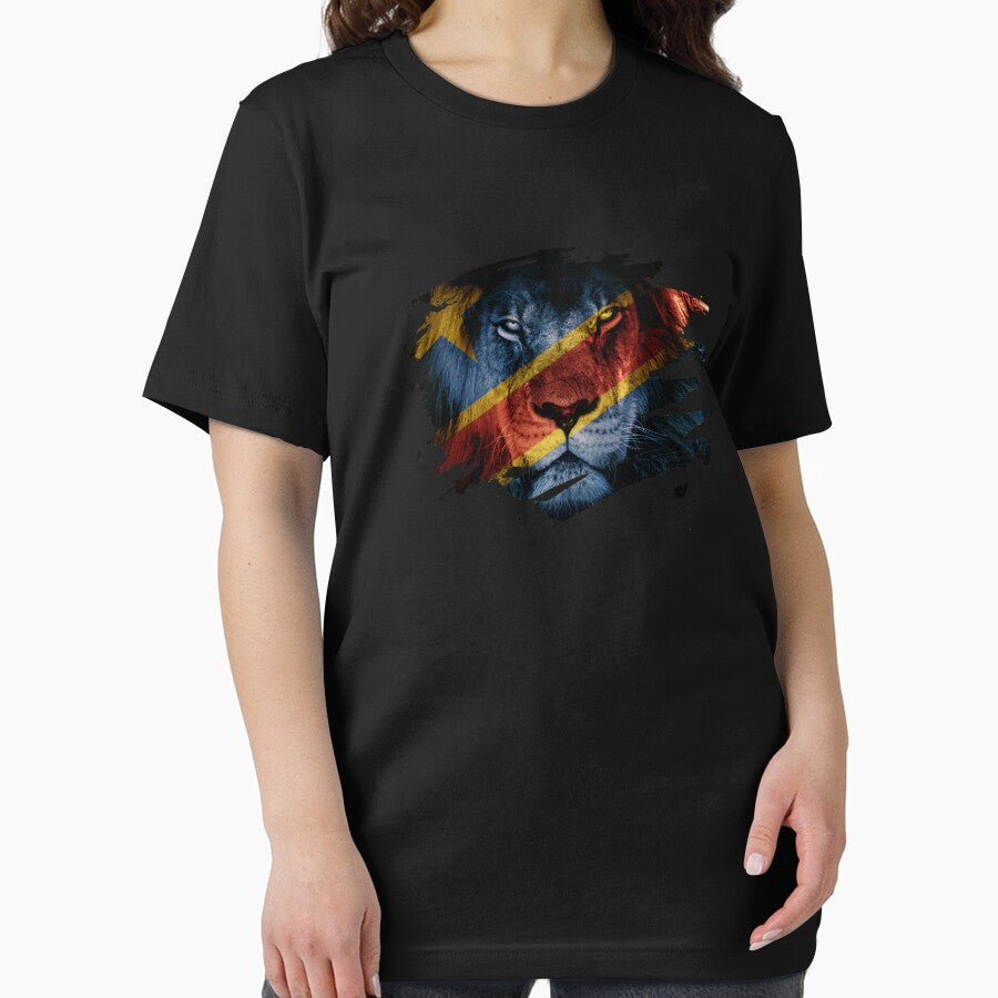 DR Congo Flag & African Lion Picture   Congolese Pride T Shirt by ockshirts