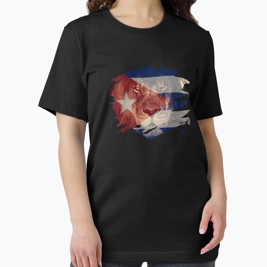 Cuba Flag & African Lion Picture   Cuban Pride T Shirt by ockshirts