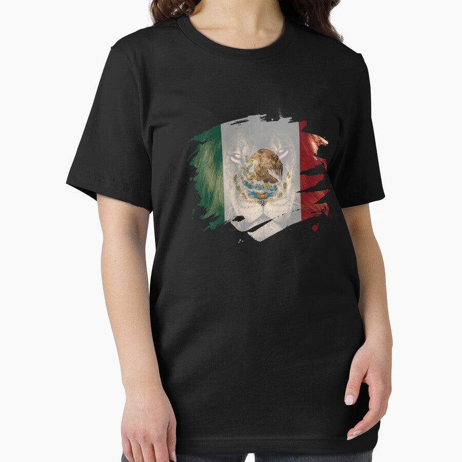 Mexico Flag & African Lion Picture   Mexican Pride T Shirt by ockshirts