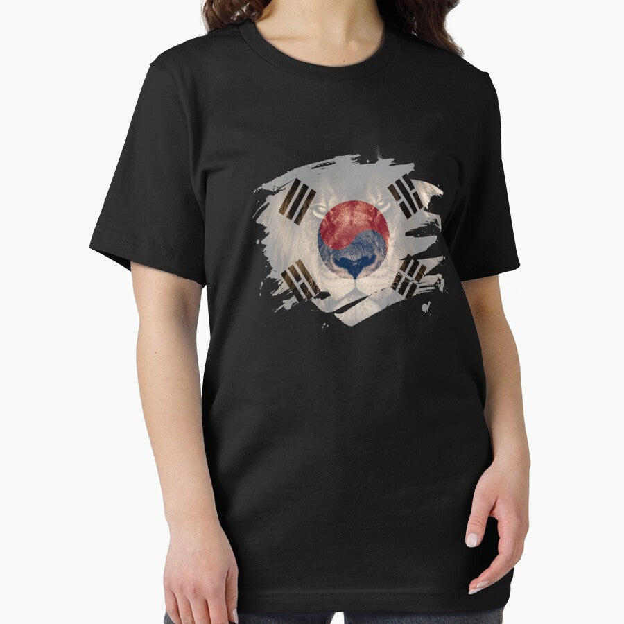 Korea Flag & African Lion Picture   Korean Pride T Shirt by ockshirts