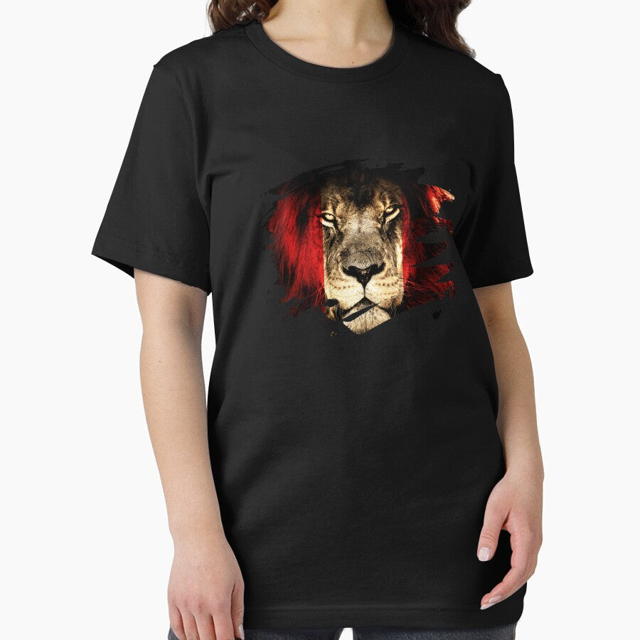 Peru Flag & African Lion Picture   Peruvian Pride T Shirt by ockshirts