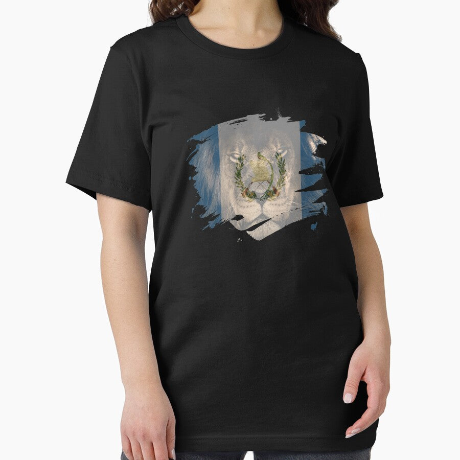 Guatemala Flag & African Lion Picture   Guatemalan Pride T Shirt by ockshirts