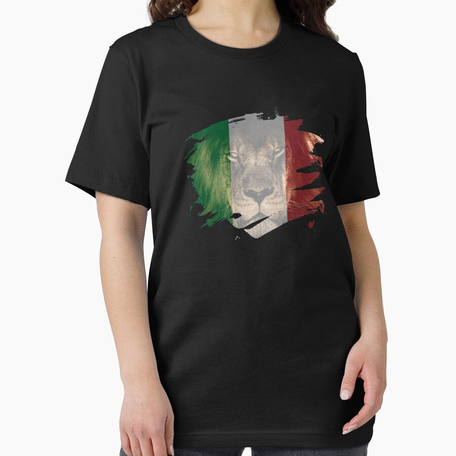 Italy Flag & African Lion Picture   Italian Pride T Shirt by ockshirts