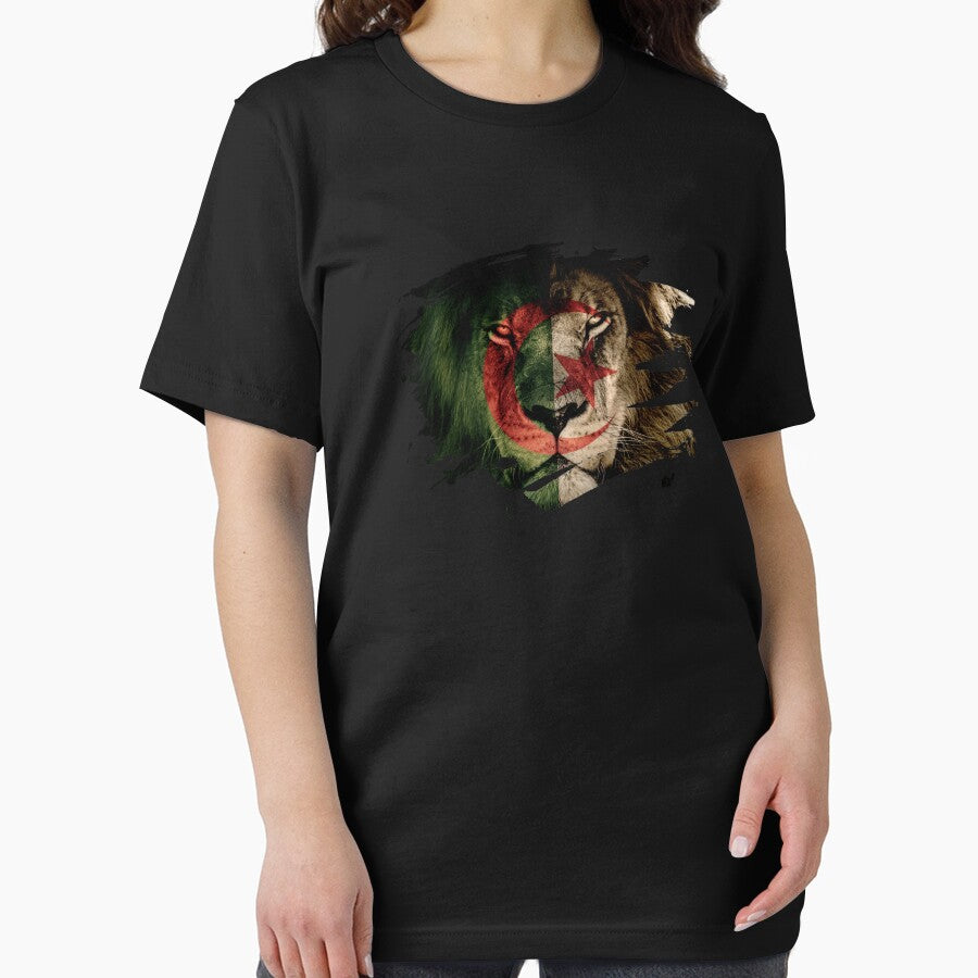 Algeria Flag & African Lion Picture   Algerian Pride T Shirt by ockshirts