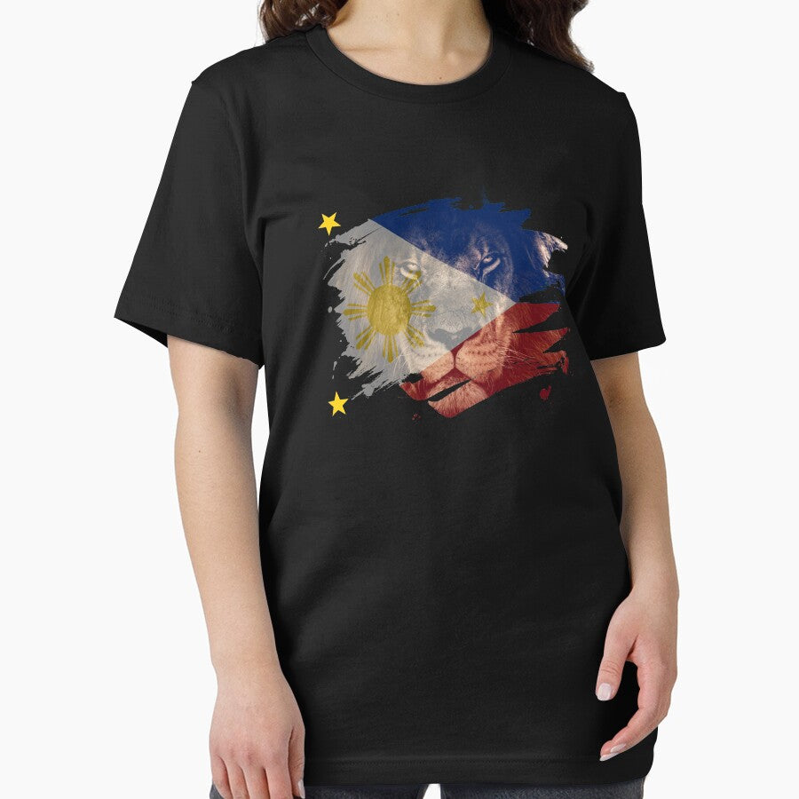 Philippines Flag & African Lion Picture   Filipino Pride T Shirt by ockshirts