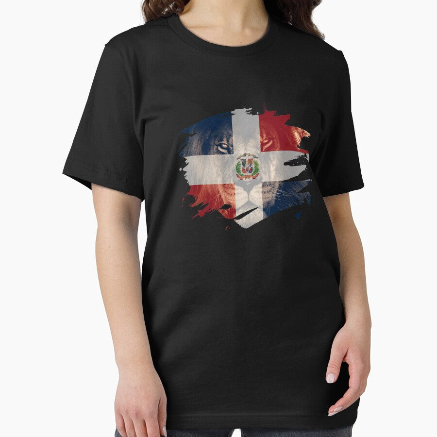 Dominicana Flag & African Lion Picture   Dominican Pride T Shirt by ockshirts