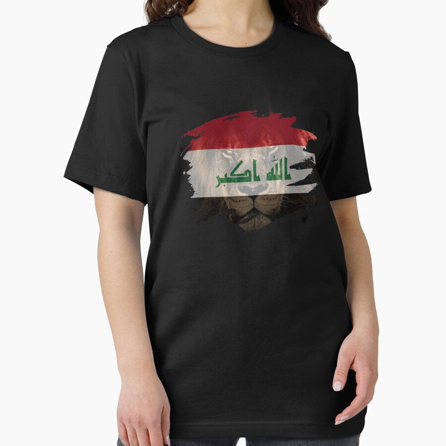 Iraq Flag & African Lion Picture   Iraqi Pride T Shirt by ockshirts