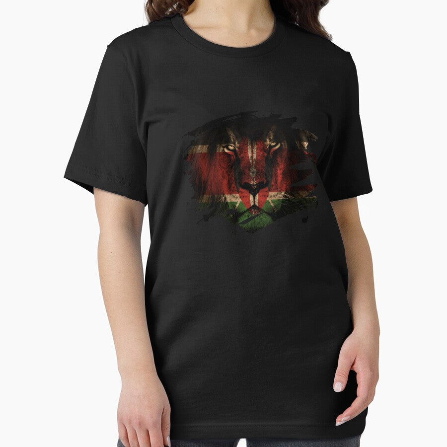 Kenya Flag & African Lion Picture   Kenyan Pride T Shirt by ockshirts