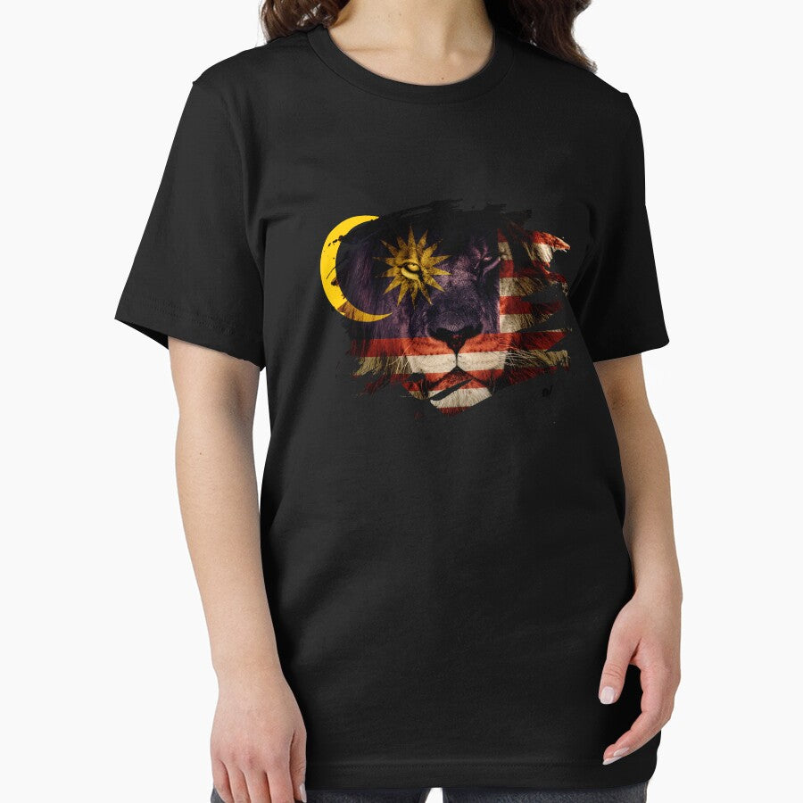 Malaysia Flag & African Lion Picture   Malaysian Pride T Shirt by ockshirts