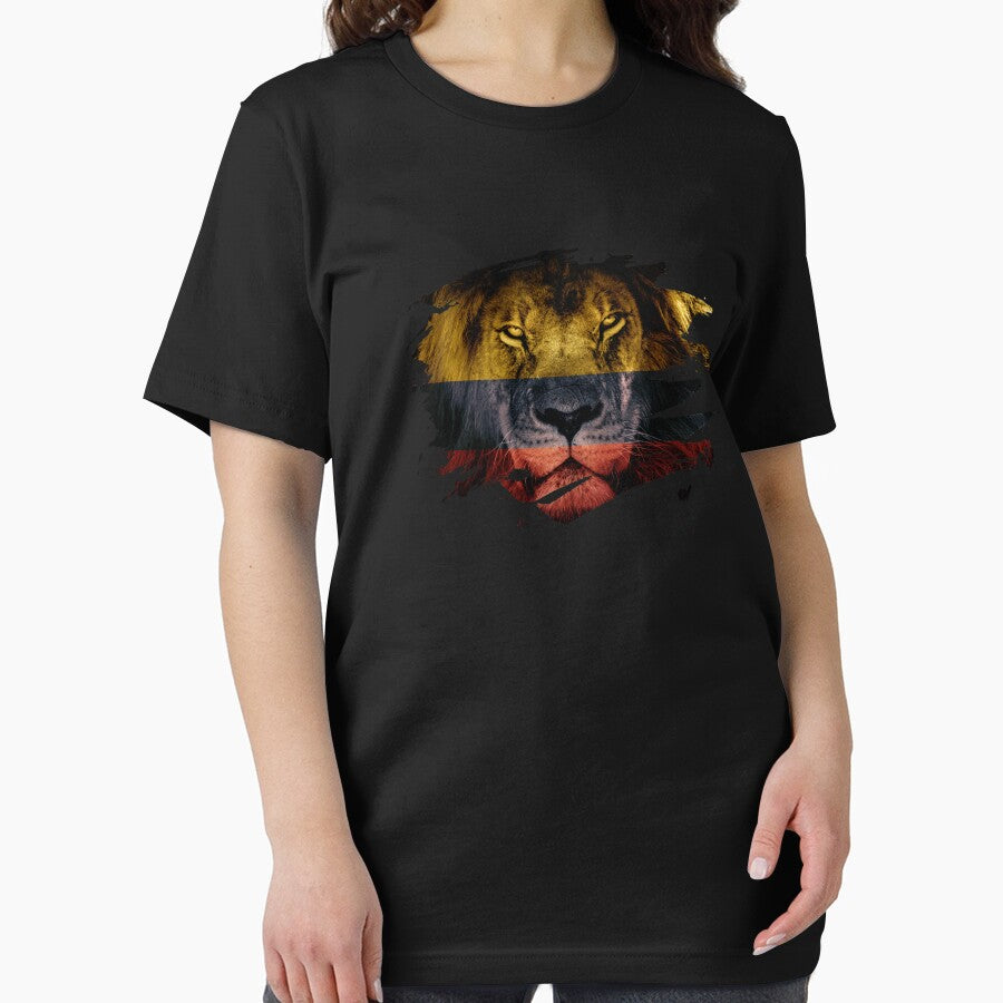 Colombia Flag & African Lion Picture   Colombian Pride T Shirt by ockshirts