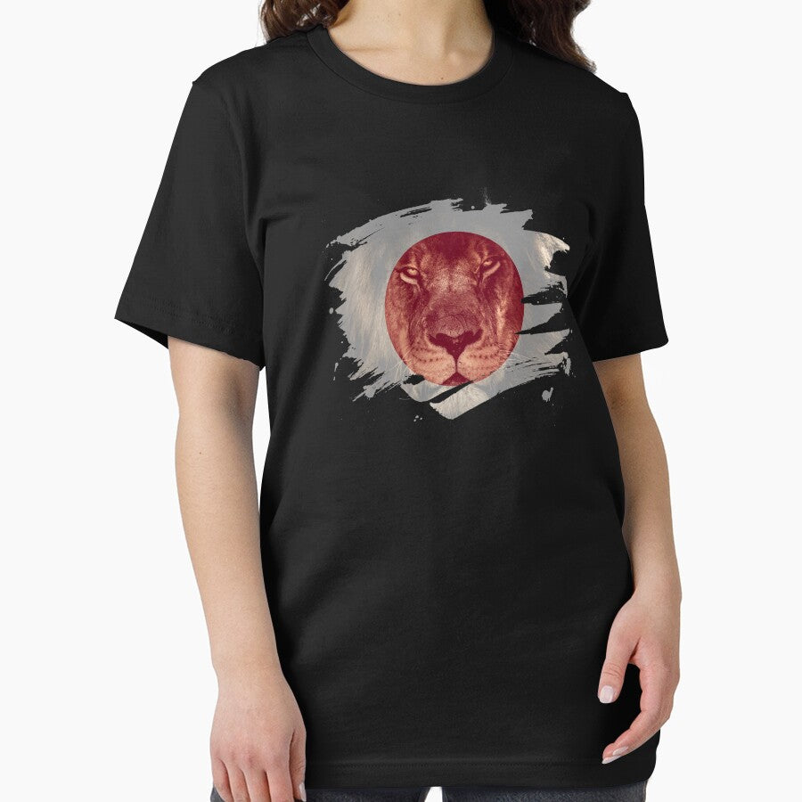 Japan Flag & African Lion Picture   Japanese Pride T Shirt by ockshirts