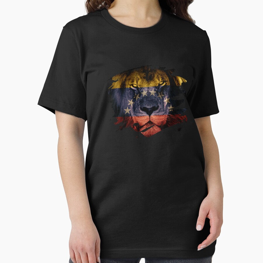 Venezuela Flag & African Lion Picture   Venezuelan Pride T Shirt by ockshirts