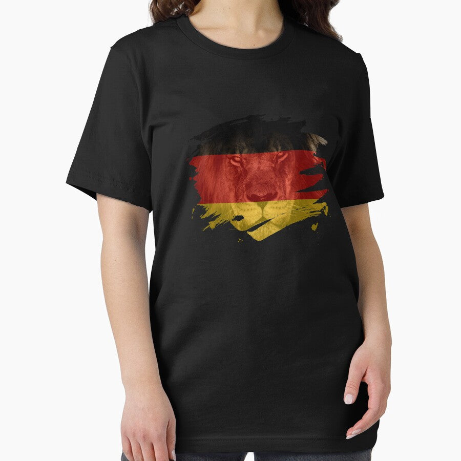 Germany Flag & African Lion Picture   German Pride T Shirt by ockshirts