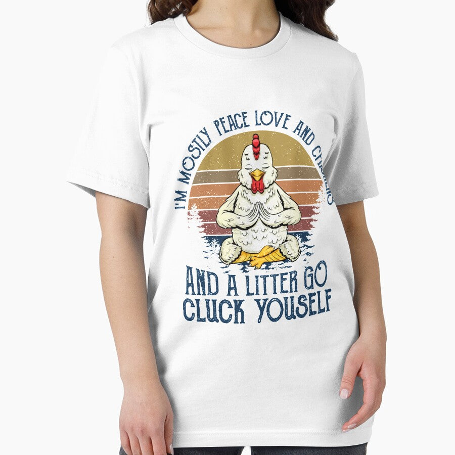 I'm Mostly Peace Love And Chickens Vintage Funny Yoga by Realme9876