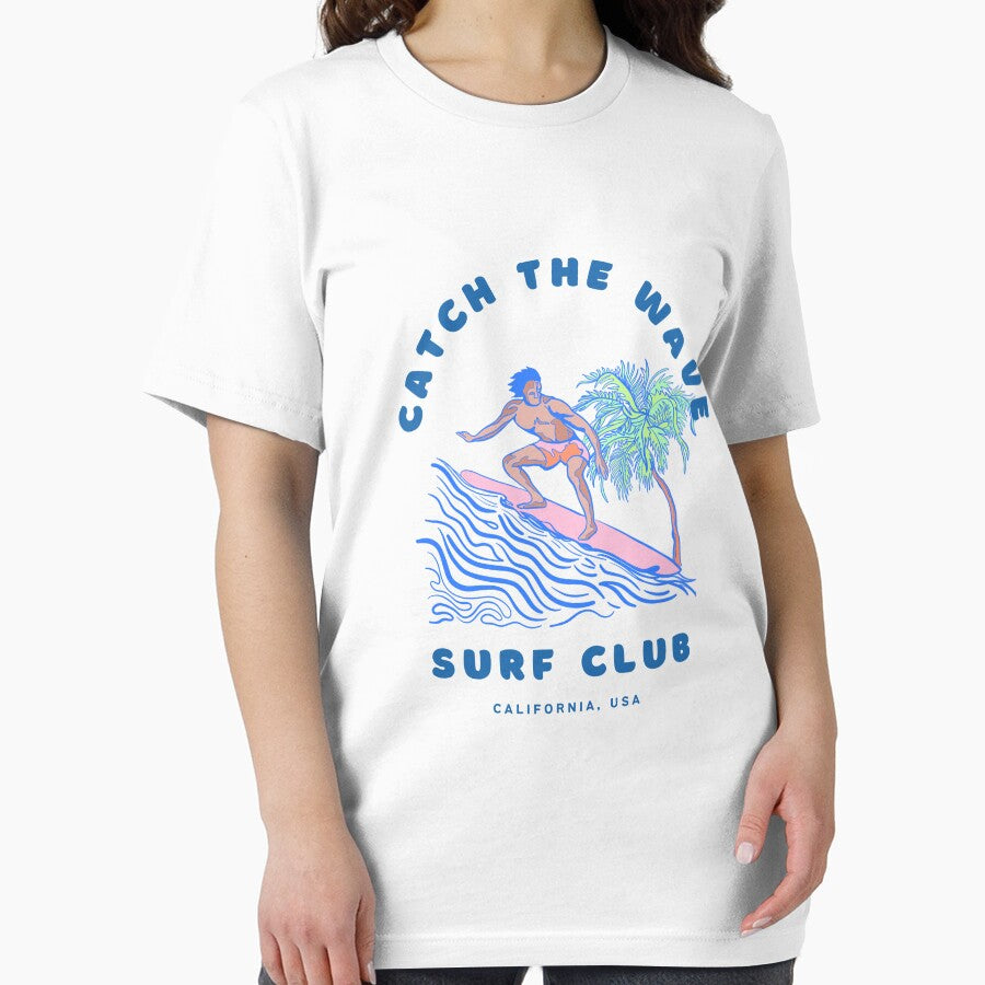 Vintage Surfing Art With Palm Tree Catch The Wave Illustration by yuki-hana