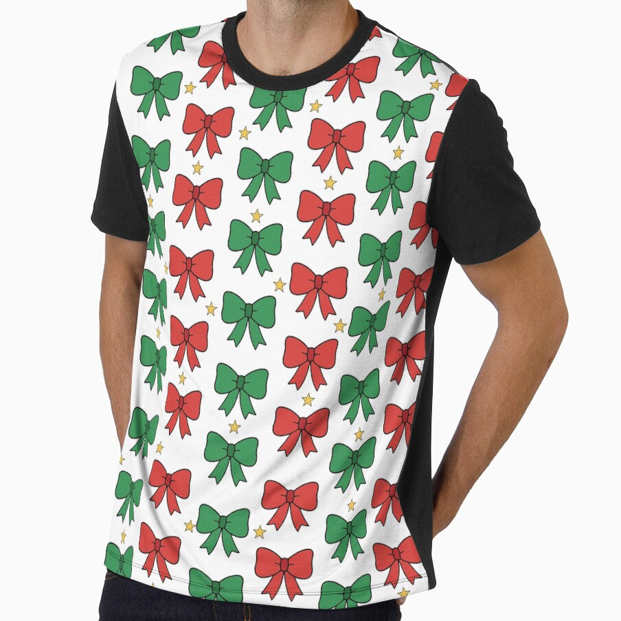 Simple Christmas Bow Pattern – Red & Green Holiday Repeat Design by The High Hippo