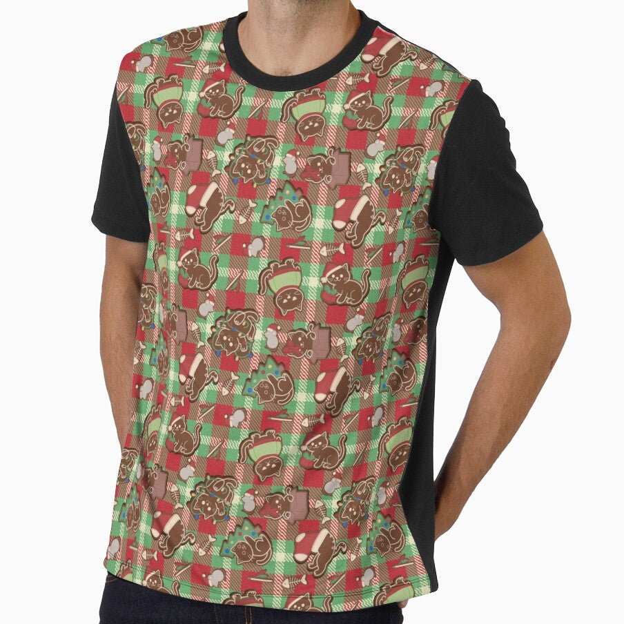 Christmas Cat Cookies – Cozy Holiday Plaid Pattern by DerpCat Sketches