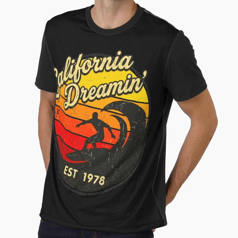 California Dreamin' Retro Surfer 1978 Vintage Sunset Graphic by MT-Hub | Art for Every Soul
